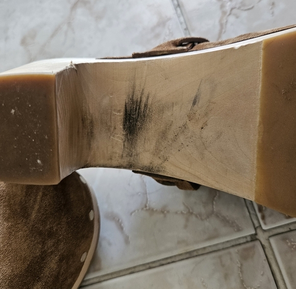 Loeffer Randall Cacao Suede Merrill Wooden Heeled Boho Braid Clogs Size 8.5 - Picture 9 of 16